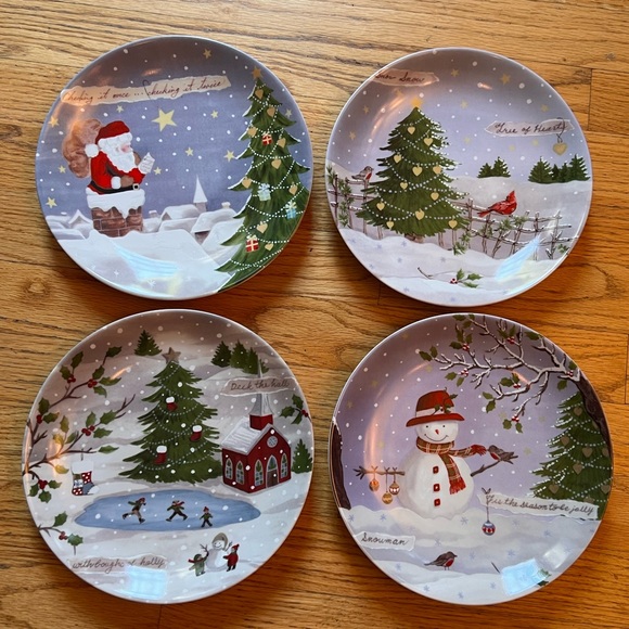 Lenox Christmas Collage Party Plates Set of 4 - Picture 1 of 10